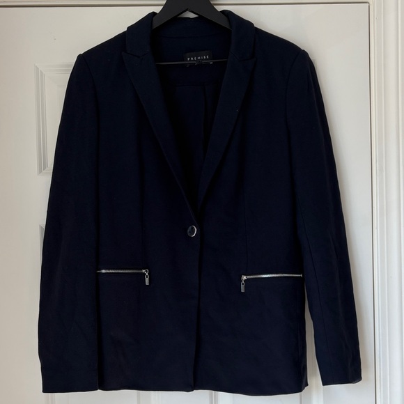 Premise Jackets & Blazers - Premise Women's Dark Navy Single-Button Blazer with Zipper Pockets